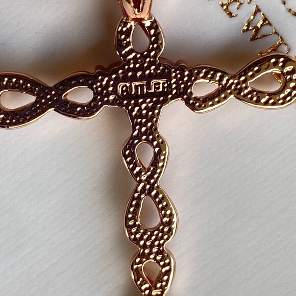 Butler Rose Gold Tone Infinity Amethyst Cross Necklace - Picture 4 of 7